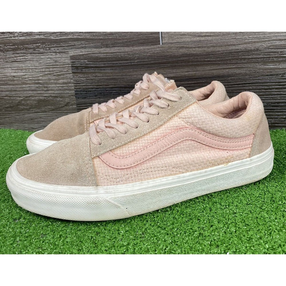 Vans Womens Pink Old Skool Woven Check Spanish‎ Villa Suede Canvas Shoes Size 8